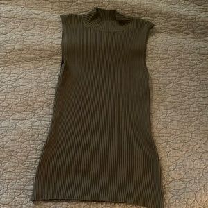 Olive Sleeveless Mock Neck Sweater
